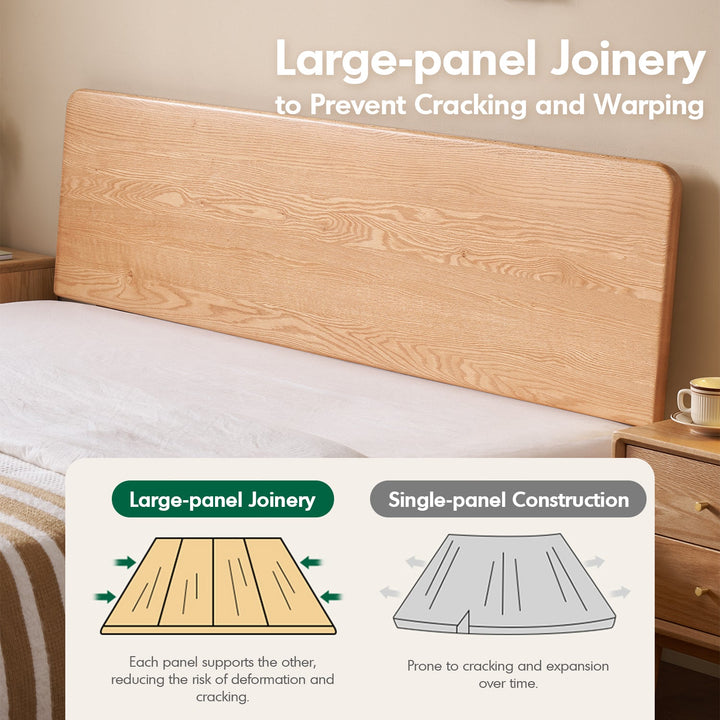 Scandinavian Oak Wood Headboard Adjustable Floating Bed NORA