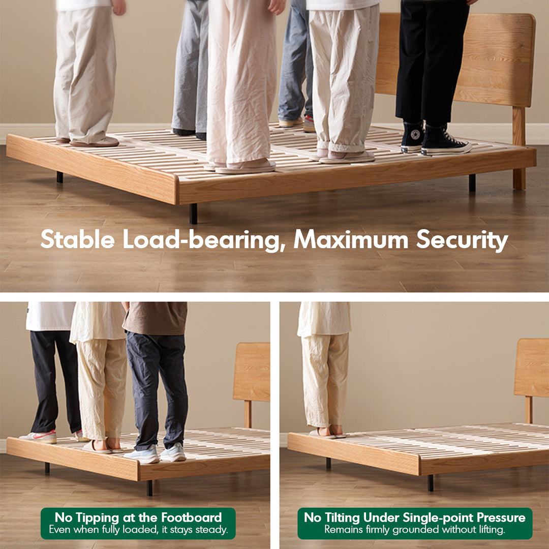 Scandinavian Oak Wood Headboard Adjustable Floating Bed NORA