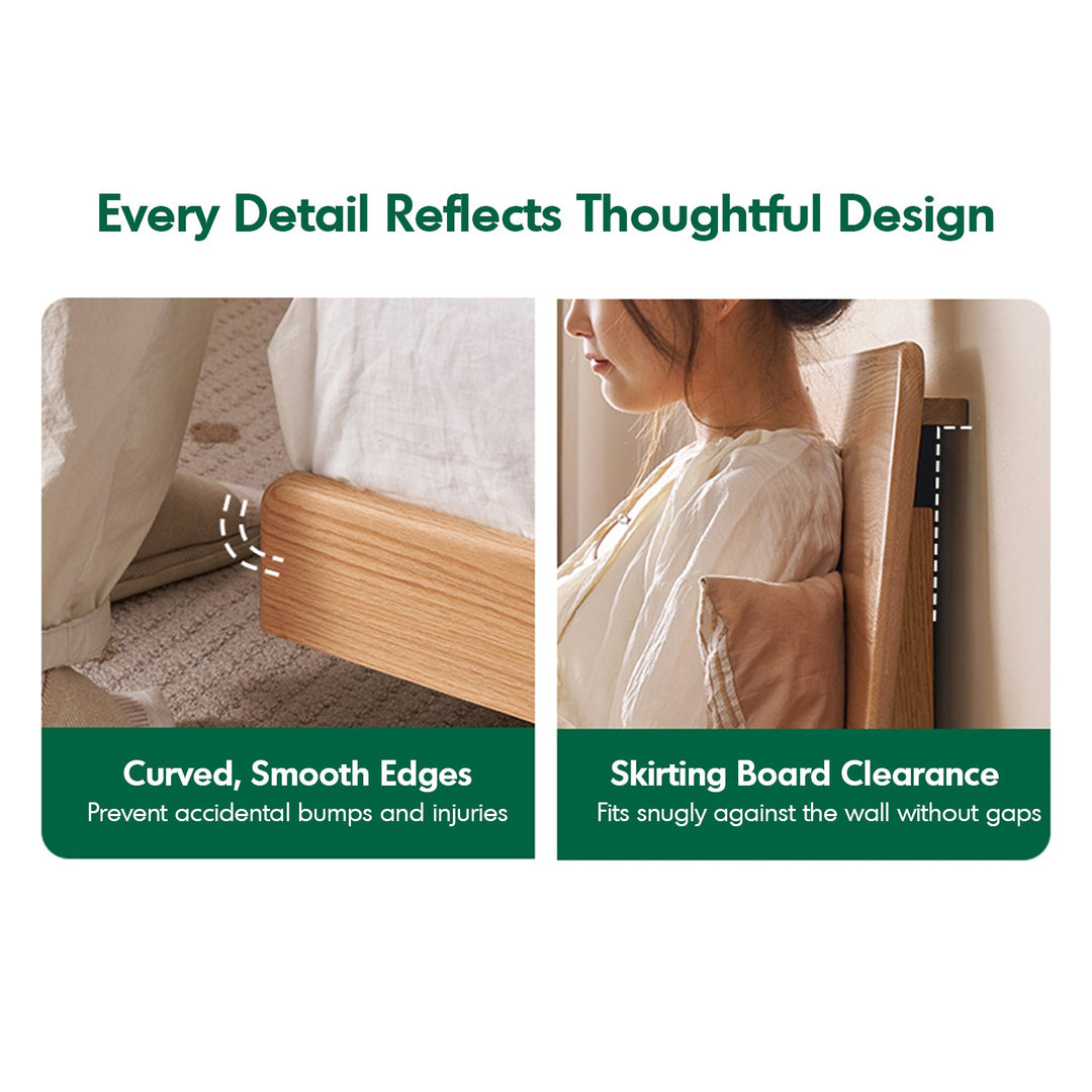 Scandinavian Oak Wood Headboard Adjustable Floating Bed NORA