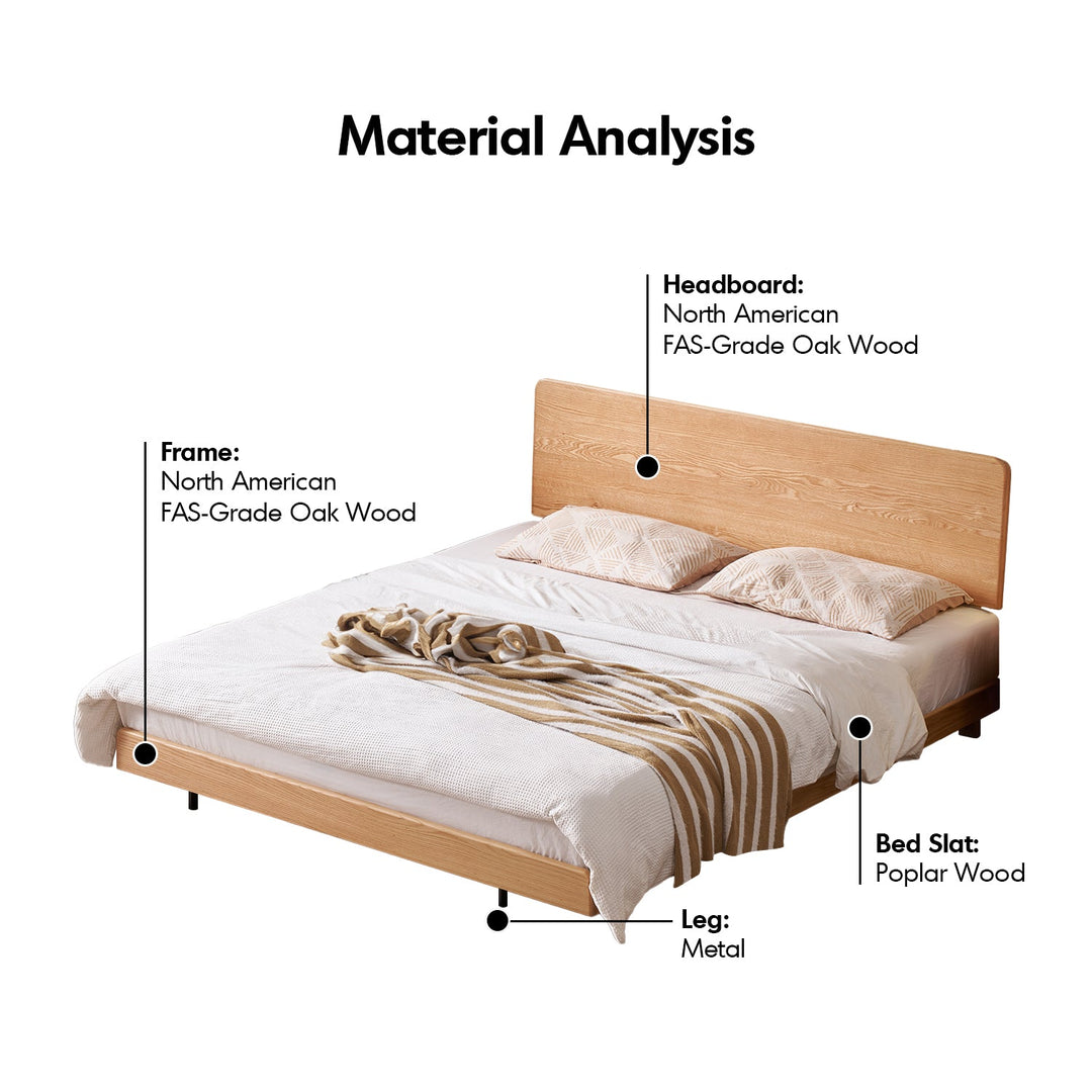 Scandinavian oak wood headboard adjustable floating bed nora detail 9.