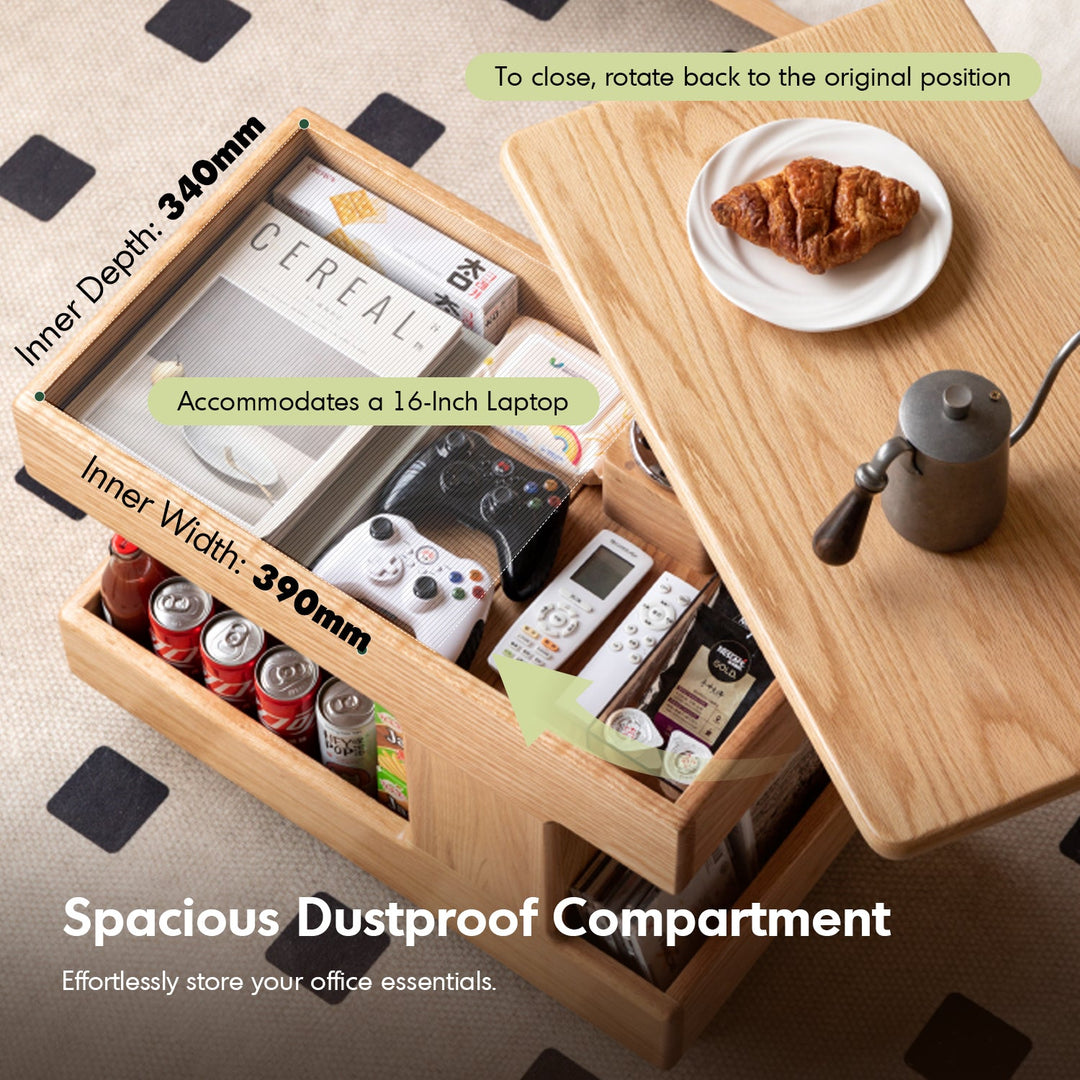 Scandinavian Oak Wood Height Adjustable Coffe Table LIFT