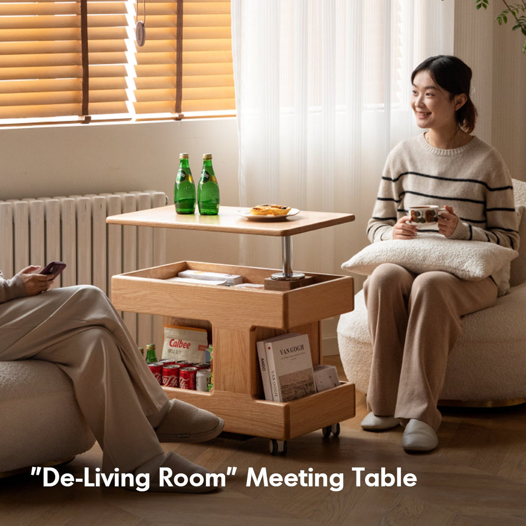 Scandinavian Oak Wood Height Adjustable Coffe Table LIFT