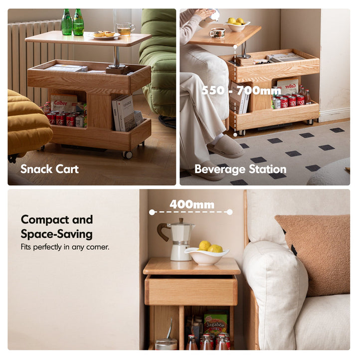 Scandinavian Oak Wood Height Adjustable Coffe Table LIFT