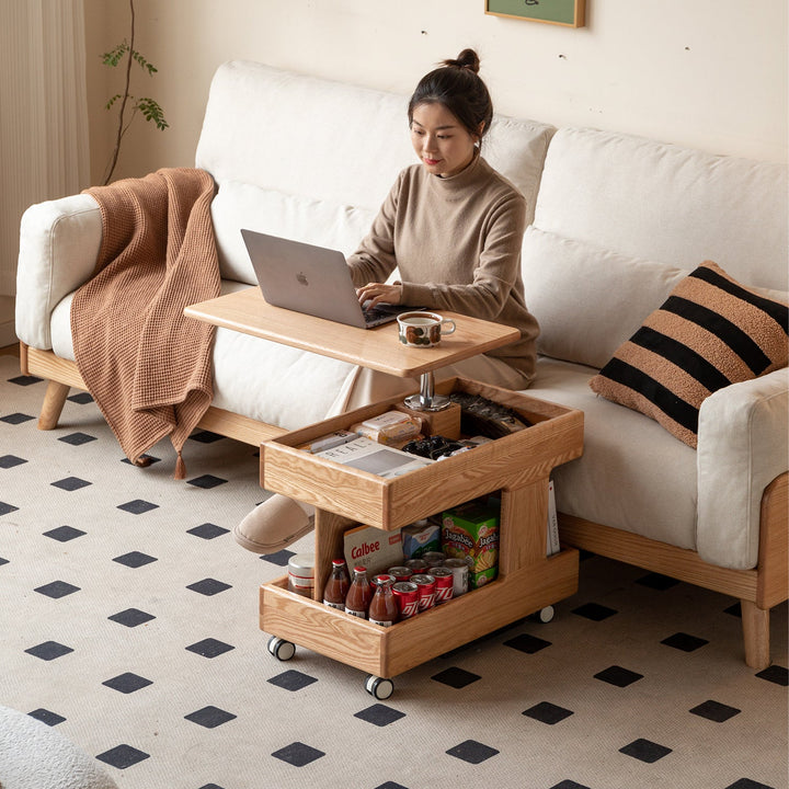 Scandinavian Oak Wood Height Adjustable Coffe Table LIFT