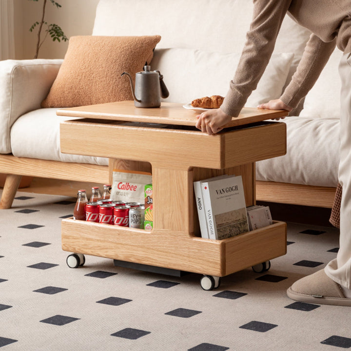 Scandinavian Oak Wood Height Adjustable Coffe Table LIFT