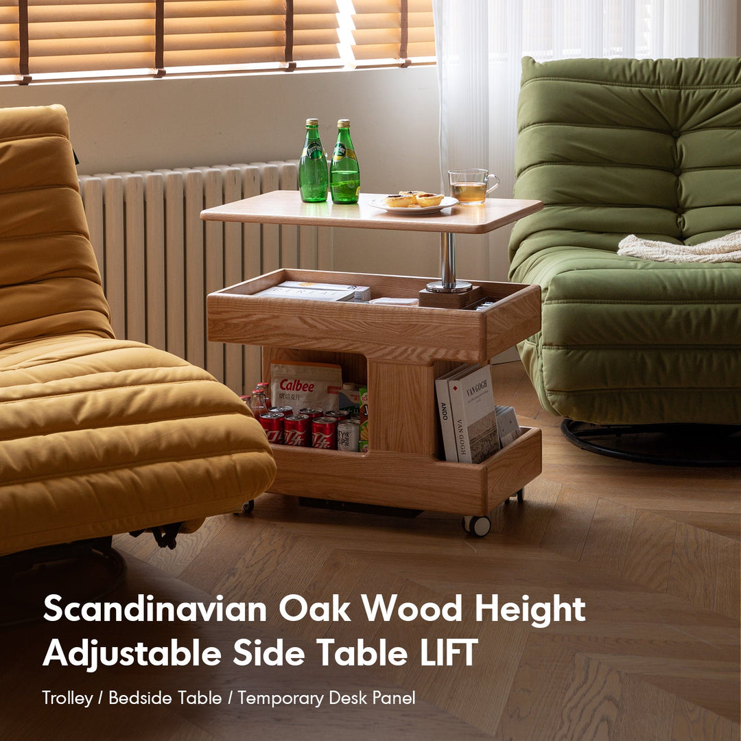 Scandinavian Oak Wood Height Adjustable Coffe Table LIFT