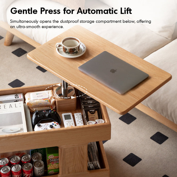 Scandinavian Oak Wood Height Adjustable Coffe Table LIFT