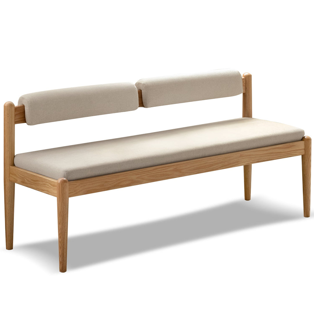 Scandinavian Oak Wood Mixed Weave Fabric Dining Bench PILLAR