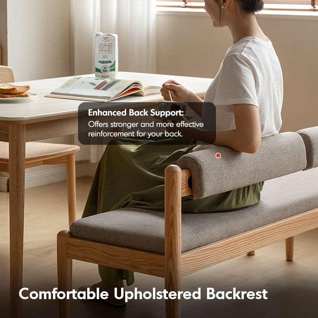 Scandinavian Oak Wood Mixed Weave Fabric Dining Bench PILLAR