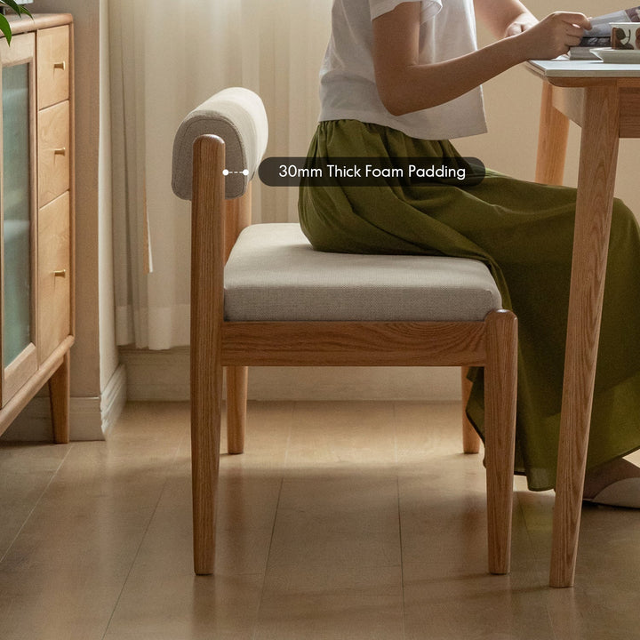 Scandinavian Oak Wood Mixed Weave Fabric Dining Bench PILLAR