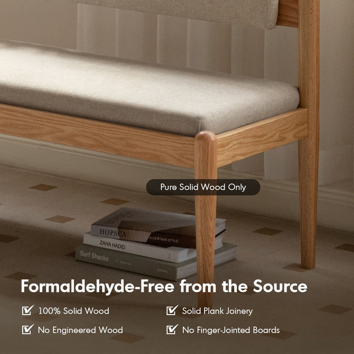 Scandinavian Oak Wood Mixed Weave Fabric Dining Bench PILLAR