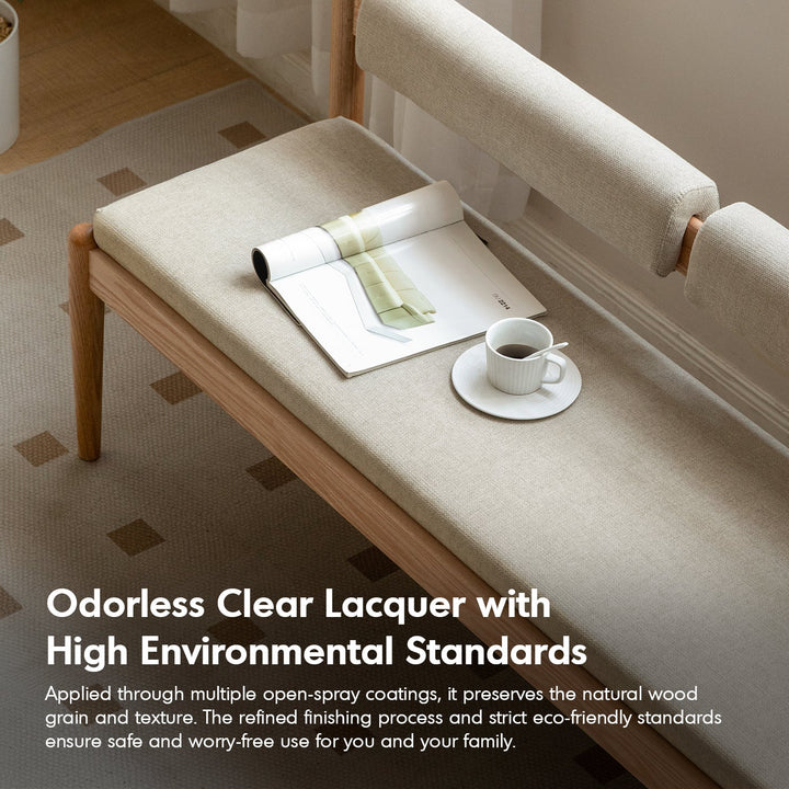 Scandinavian Oak Wood Mixed Weave Fabric Dining Bench PILLAR