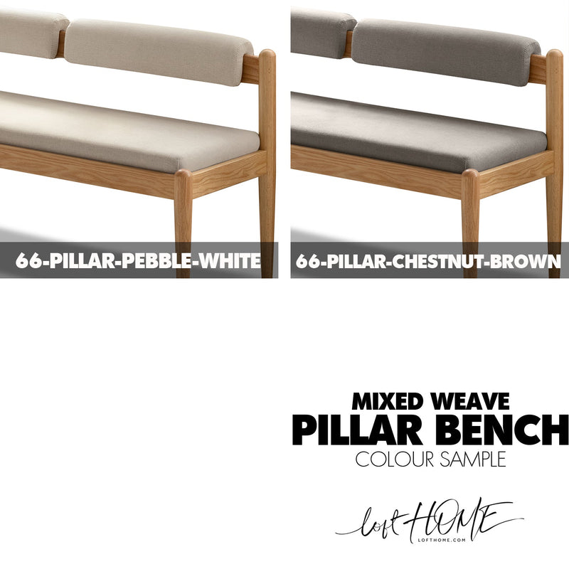 Scandinavian Oak Wood Mixed Weave Fabric Dining Bench PILLAR Color Swatches