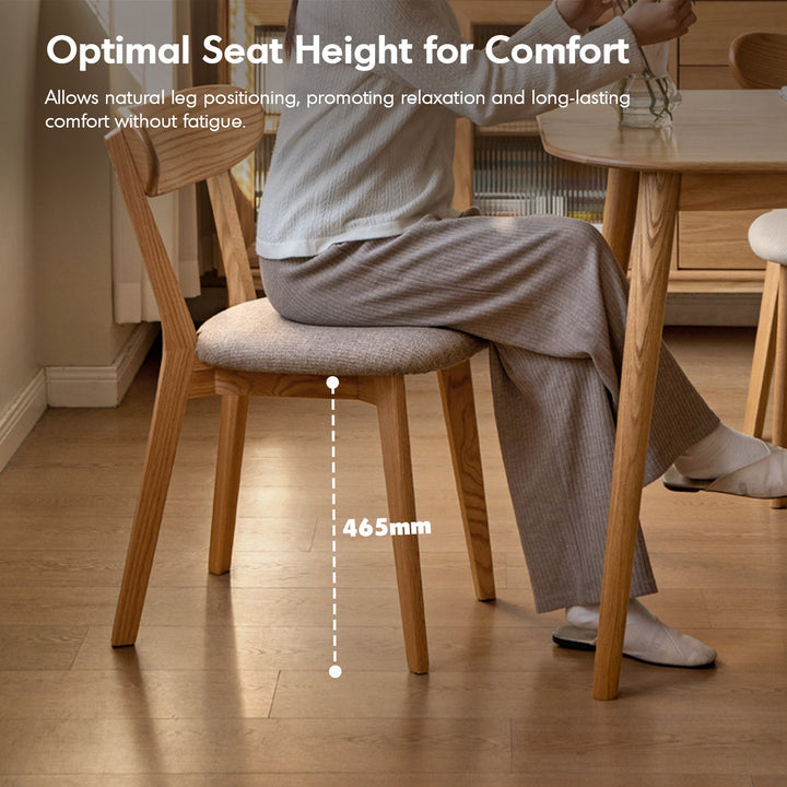 Scandinavian oak wood mixed weave fabric cover removable dining chair breeze layered structure.