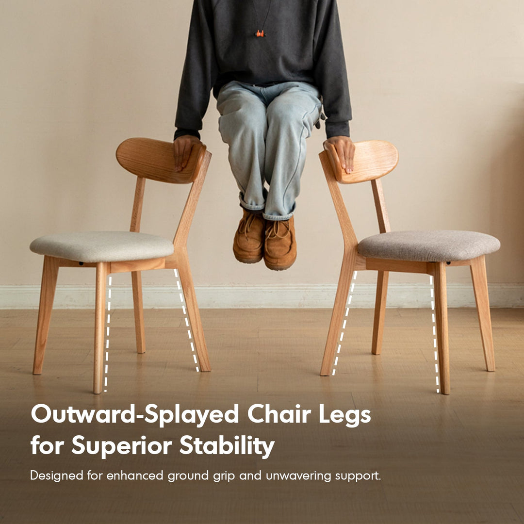 Scandinavian oak wood mixed weave fabric cover removable dining chair breeze detail 2.