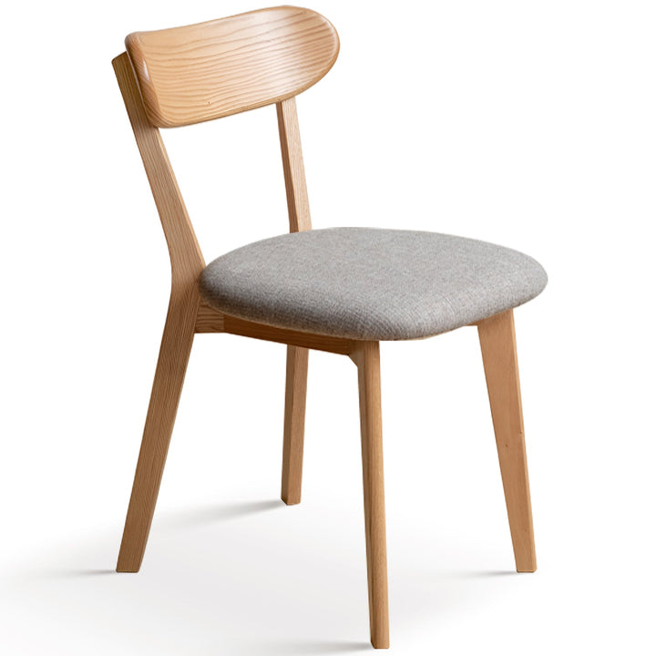 Scandinavian oak wood mixed weave fabric cover removable dining chair breeze in white background.