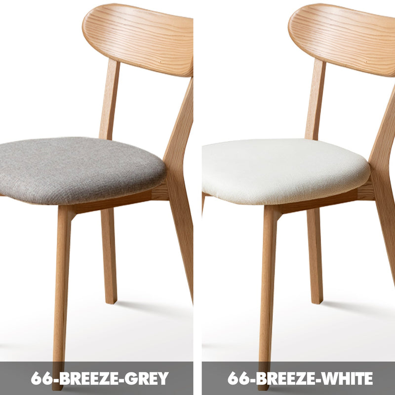 Scandinavian oak wood mixed weave fabric cover removable dining chair breeze color swatches.