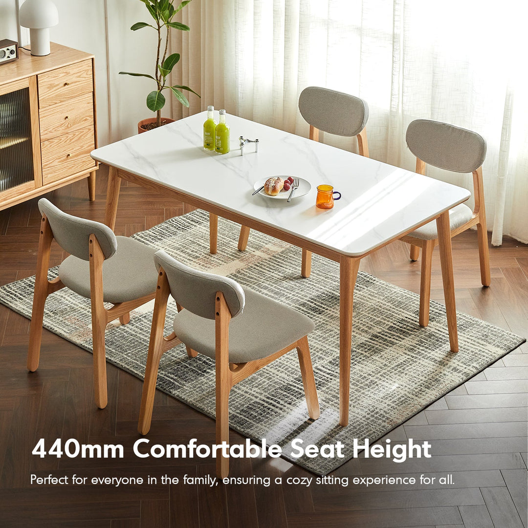 Scandinavian Oak Wood Mixed Weave Fabric Cover Removable Dining Chair NEST