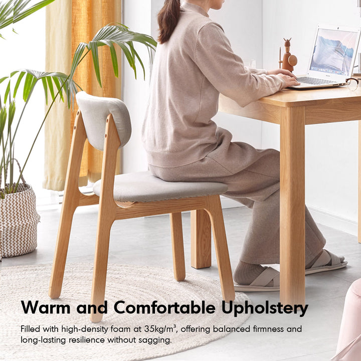 Scandinavian Oak Wood Mixed Weave Fabric Cover Removable Dining Chair NEST