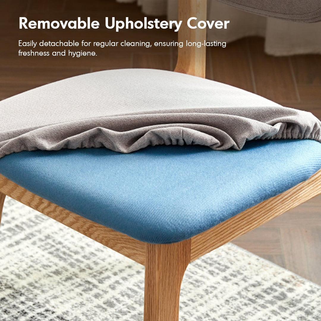 Scandinavian Oak Wood Mixed Weave Fabric Cover Removable Dining Chair NEST