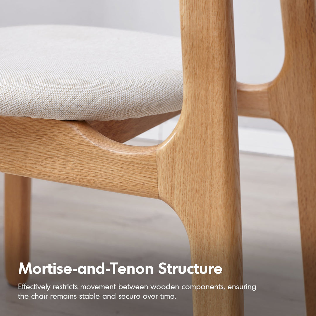 Scandinavian oak wood mixed weave fabric cover removable dining chair nest layered structure.