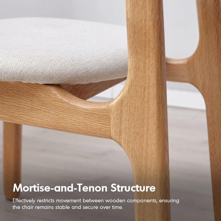 Scandinavian oak wood mixed weave fabric cover removable dining chair nest layered structure.