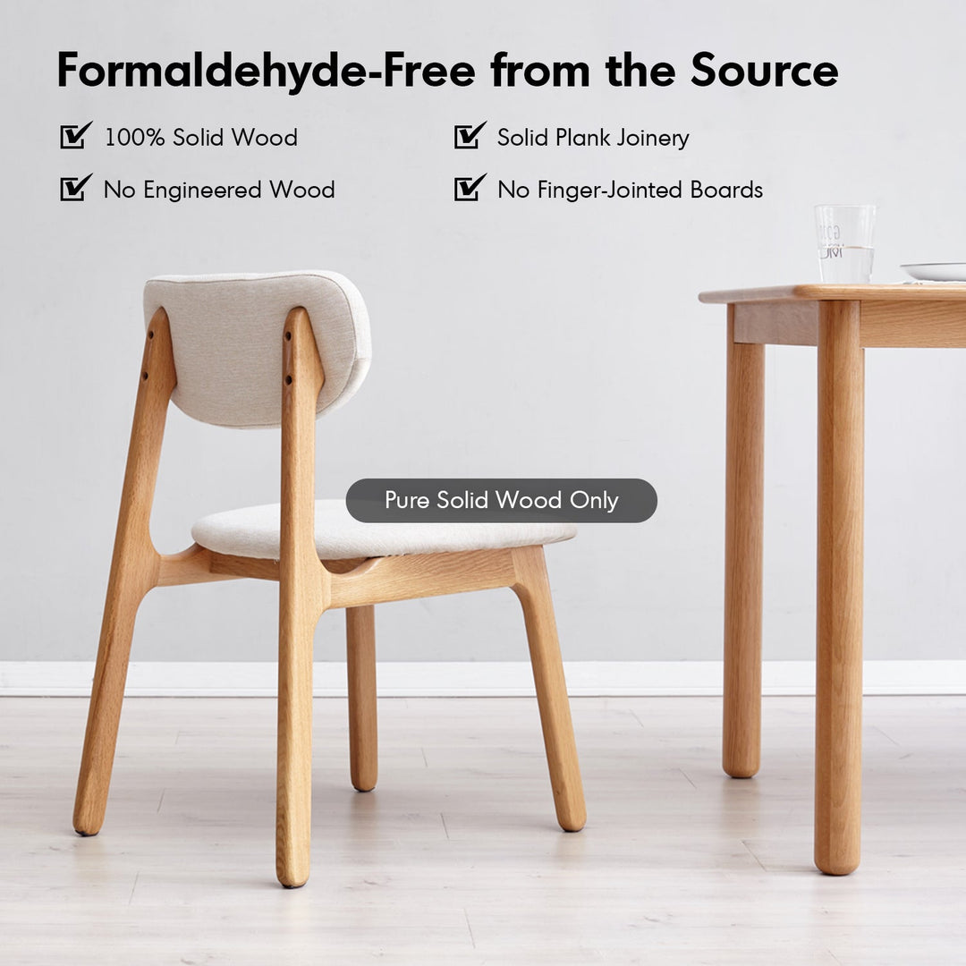 Scandinavian oak wood mixed weave fabric cover removable dining chair nest detail 3.