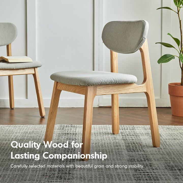 Scandinavian Oak Wood Mixed Weave Fabric Cover Removable Dining Chair NEST