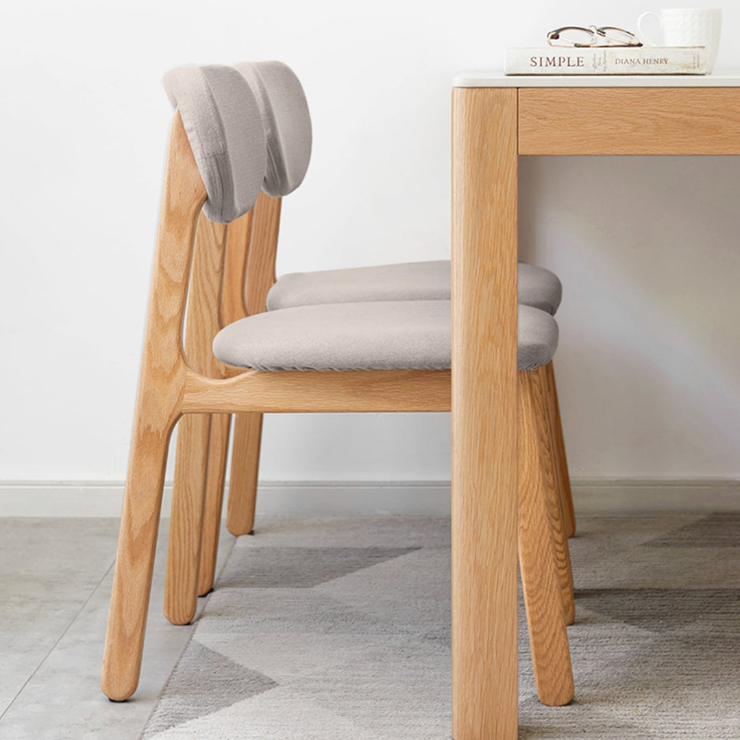 Scandinavian Oak Wood Mixed Weave Fabric Cover Removable Dining Chair NEST