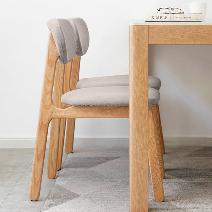 Scandinavian Oak Wood Mixed Weave Fabric Cover Removable Dining Chair NEST