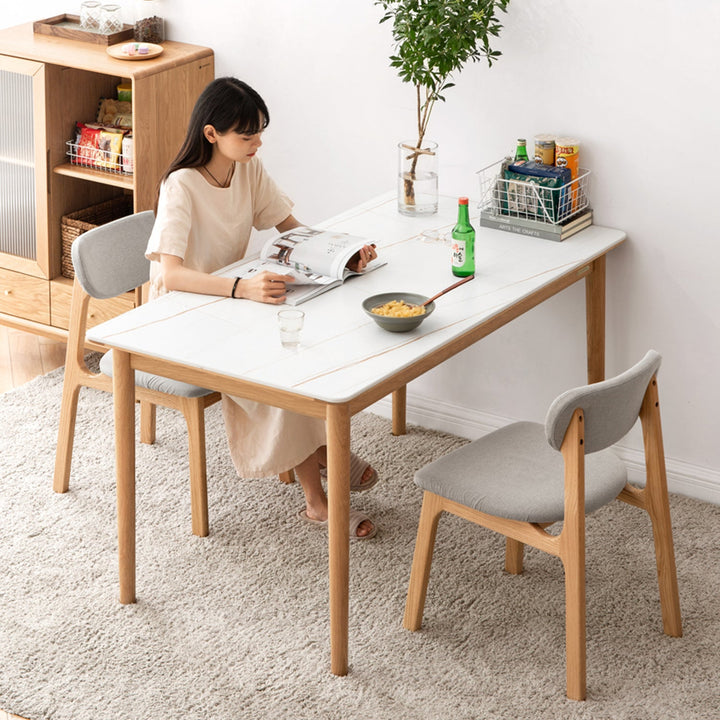 Scandinavian Oak Wood Mixed Weave Fabric Cover Removable Dining Chair NEST