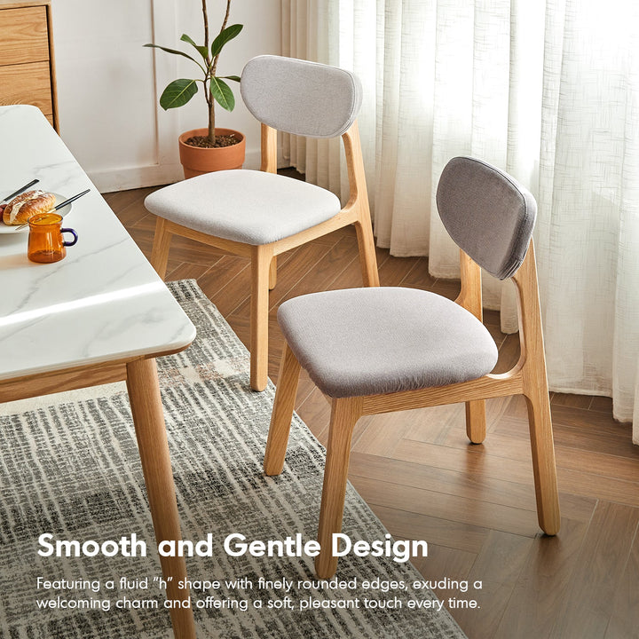 Scandinavian Oak Wood Mixed Weave Fabric Cover Removable Dining Chair NEST