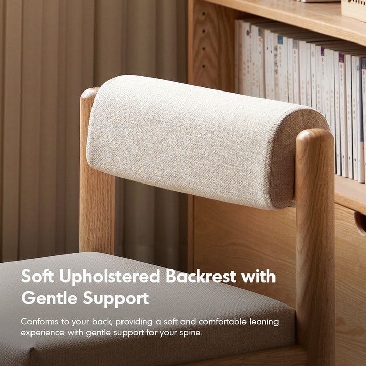 Scandinavian Oak Wood Mixed Weave Fabric Dining Chair PILLAR