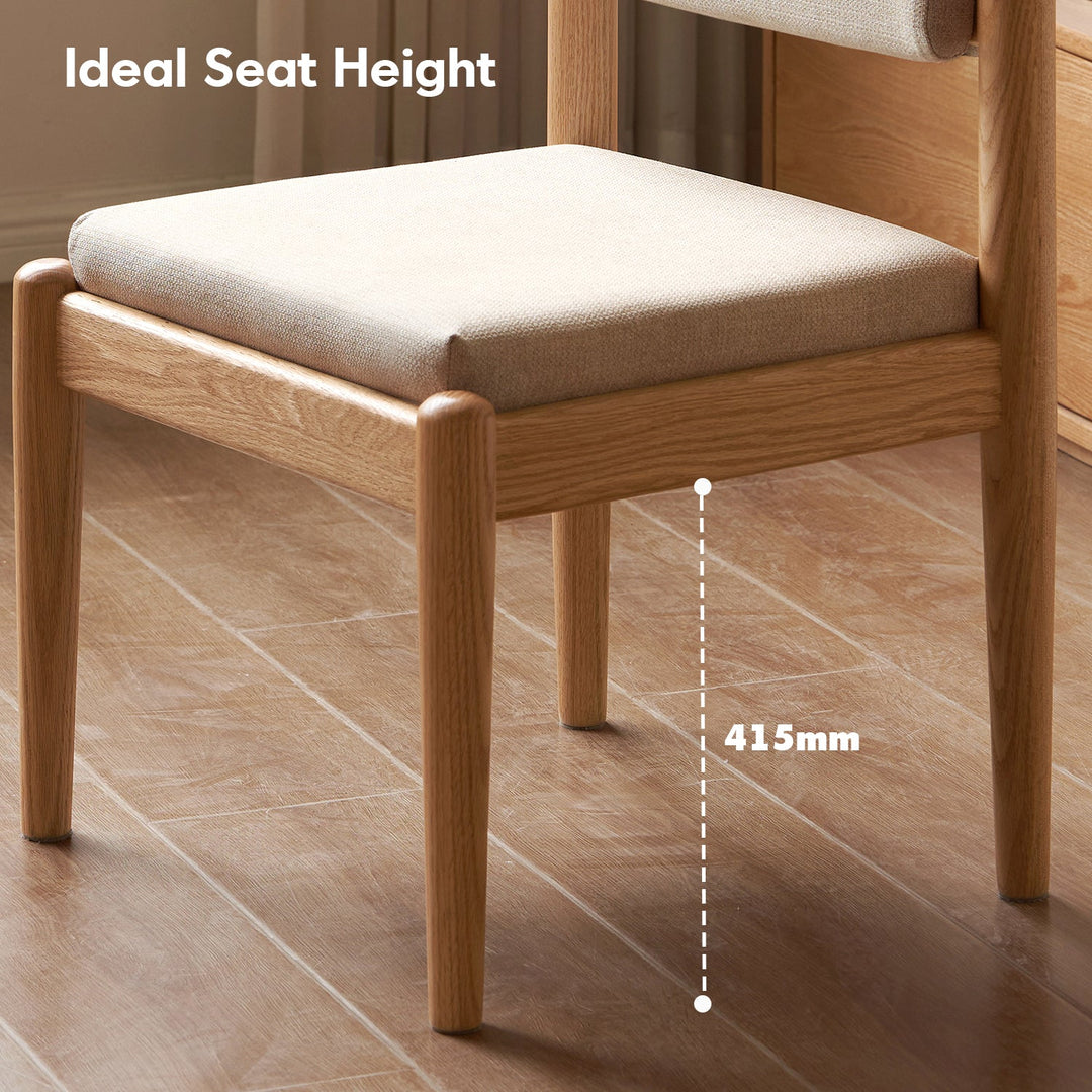 Scandinavian oak wood mixed weave fabric dining chair pillar situational feels.