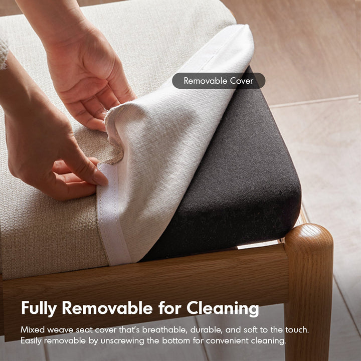 Scandinavian Oak Wood Mixed Weave Fabric Dining Chair PILLAR