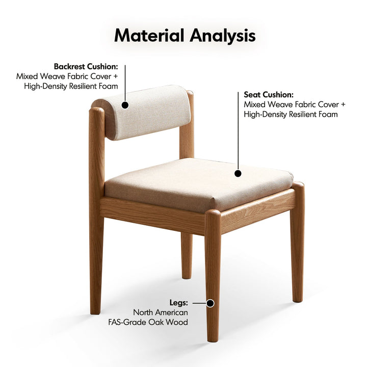 Scandinavian Oak Wood Mixed Weave Fabric Dining Chair PILLAR