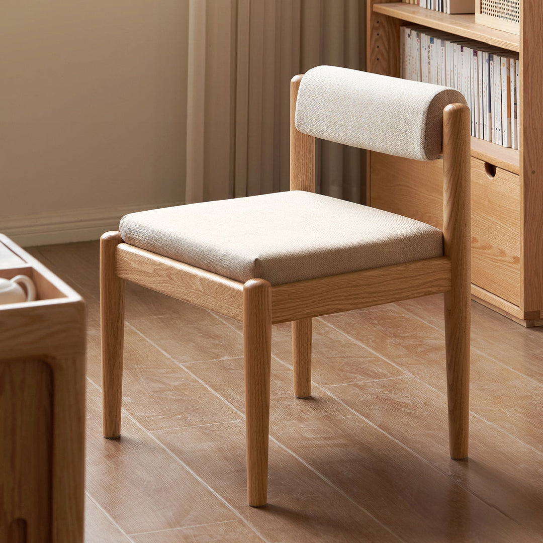 Scandinavian Oak Wood Mixed Weave Fabric Dining Chair PILLAR