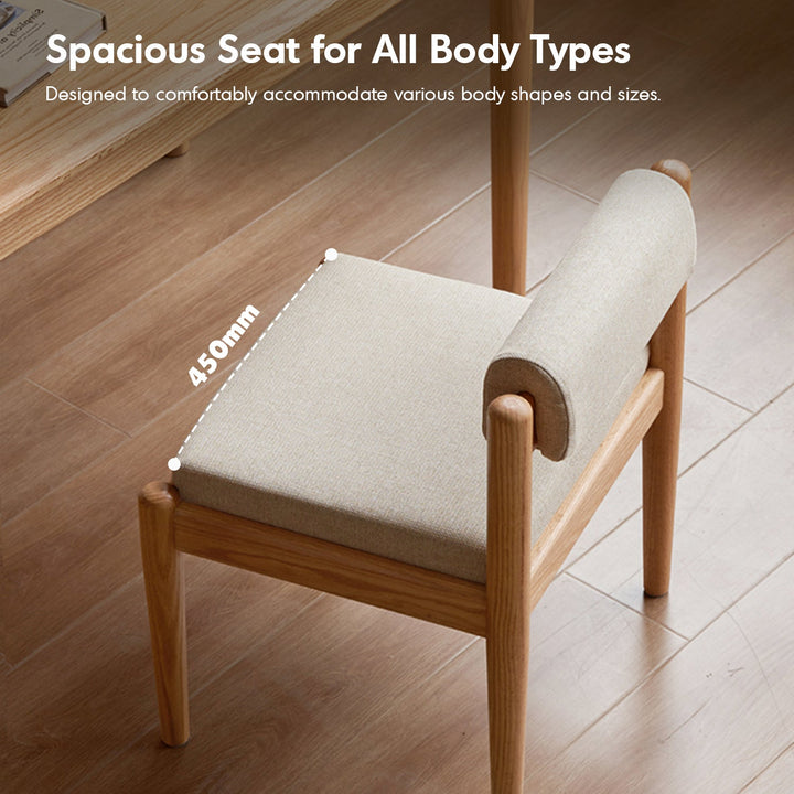 Scandinavian Oak Wood Mixed Weave Fabric Dining Chair PILLAR