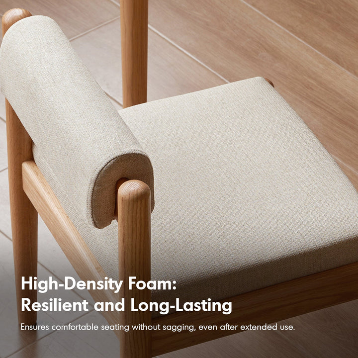 Scandinavian Oak Wood Mixed Weave Fabric Dining Chair PILLAR