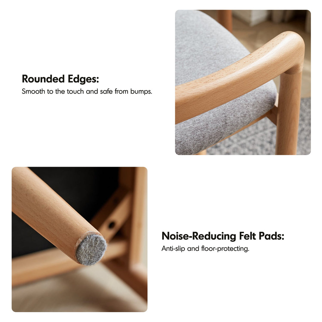 Scandinavian Oak Wood Mixed Weave Fabric Dressing Chair LOOP