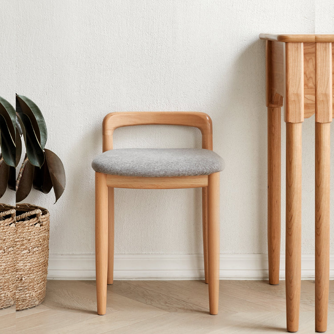 Scandinavian Oak Wood Mixed Weave Fabric Dressing Chair LOOP