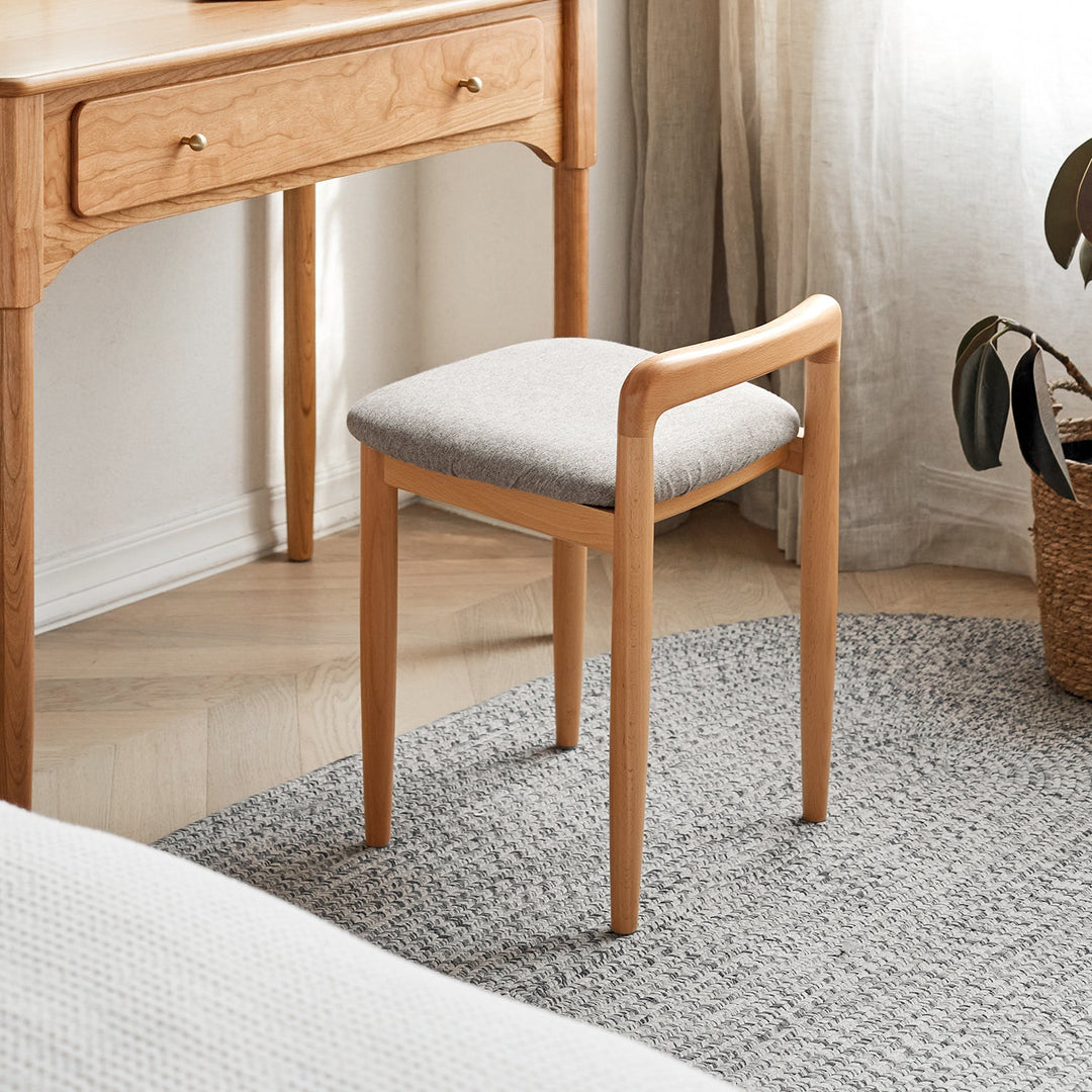Scandinavian Oak Wood Mixed Weave Fabric Dressing Chair LOOP