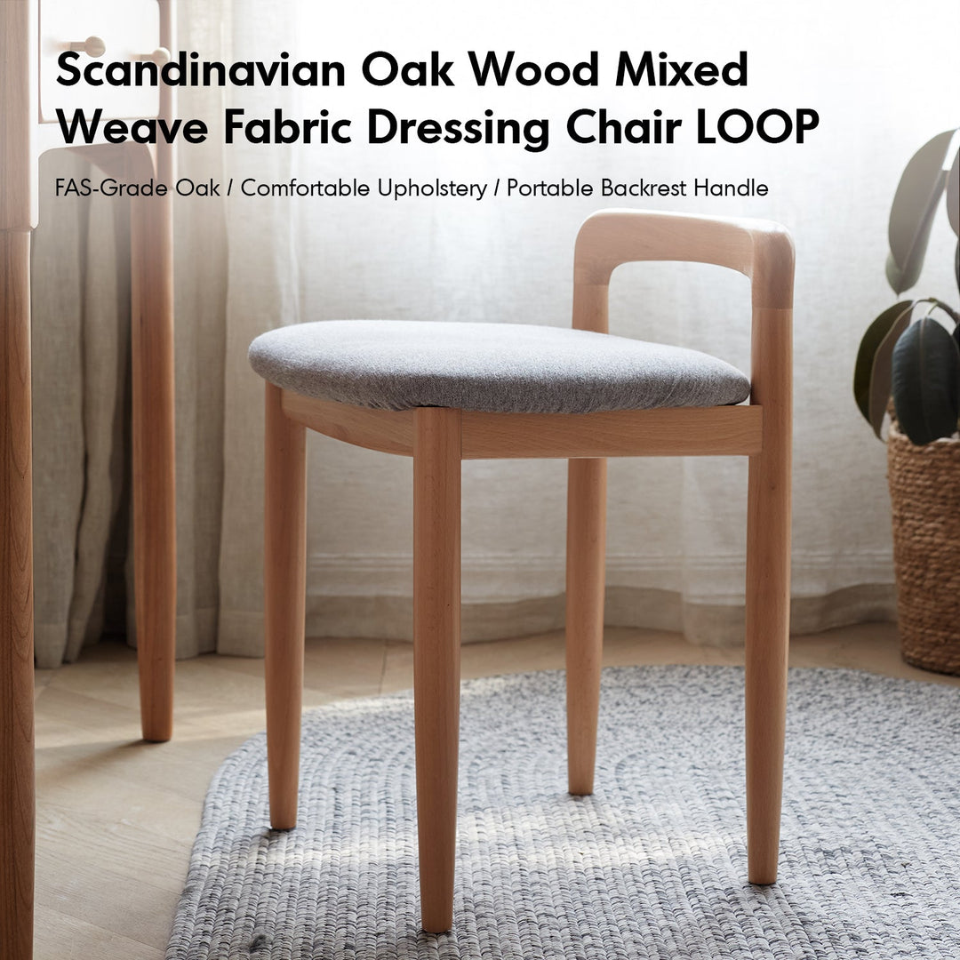Scandinavian Oak Wood Mixed Weave Fabric Dressing Chair LOOP