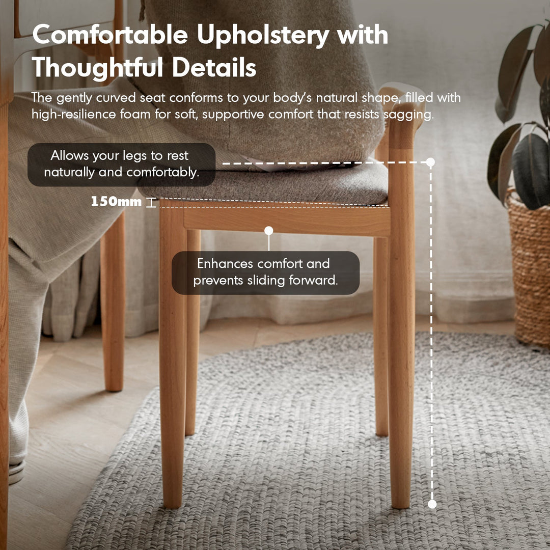 Scandinavian Oak Wood Mixed Weave Fabric Dressing Chair LOOP