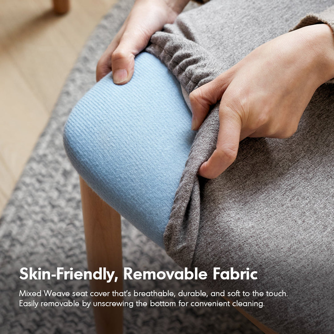 Scandinavian Oak Wood Mixed Weave Fabric Dressing Chair LOOP