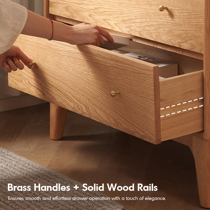 Scandinavian Oak Wood Moru Glass Chest Of Drawers Cabinet GLOW