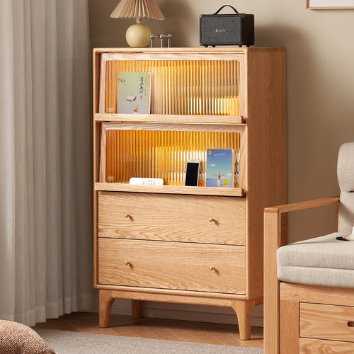 Scandinavian Oak Wood Moru Glass Chest Of Drawers Cabinet GLOW Good to Know Preview-1