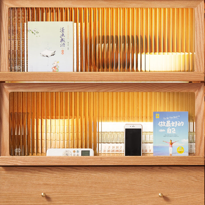 Scandinavian Oak Wood Moru Glass Chest Of Drawers Cabinet GLOW