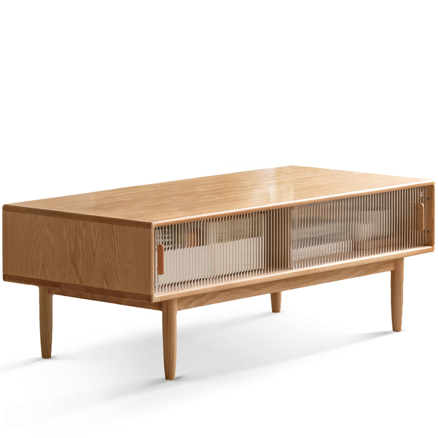 Scandinavian Oak Wood Moru Glass Coffee Table VISTA