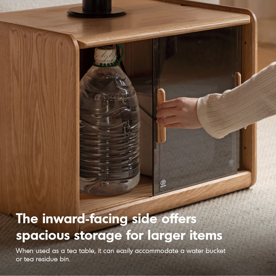 Scandinavian oak wood tempered glass height adjustable coffee table lift conceptual design.